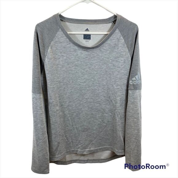 Ladies adidas Climalite Long‎ Sleeved Two Tone Grey Sweatshirt Size Medium - Picture 10 of 11